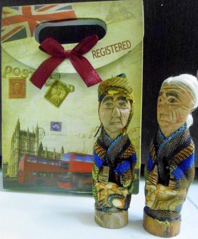 Traditional Torajan effigies – a gift from student guide Annisa to me. Thank you. 